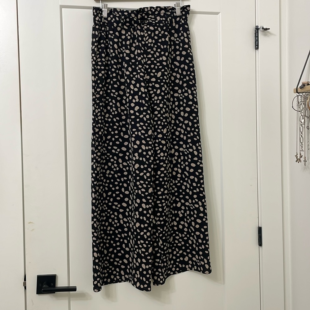 Black and cream dot pallazzo pant